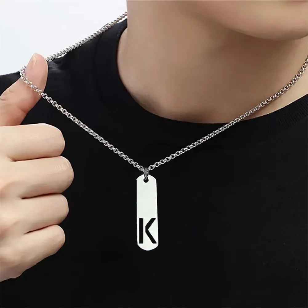    , Silver Initial Pendant Necklaces for Men Gifts for Boyfriend Him Teenage Brother Jewelry