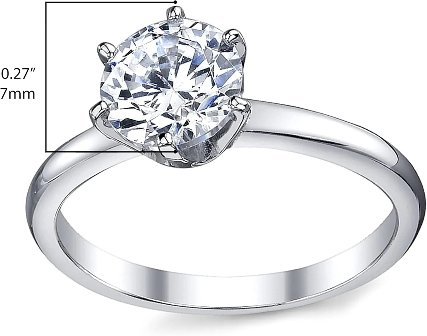 1.25 Carat Round Brilliant Cubic Zirconia CZ Sterling Silver 925 Wedding Engagement Ring Size 4 to 11