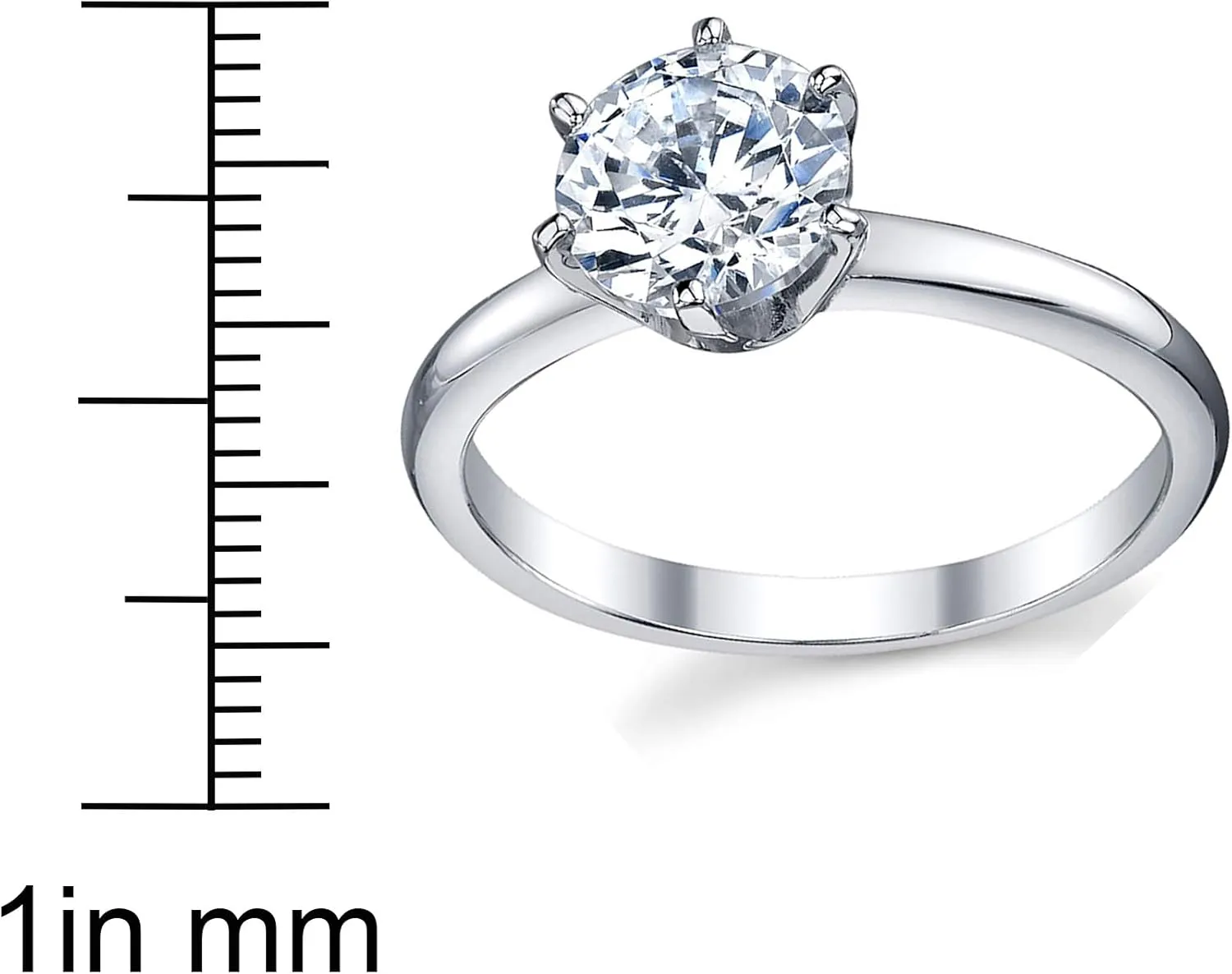 1.25 Carat Round Brilliant Cubic Zirconia CZ Sterling Silver 925 Wedding Engagement Ring Size 4 to 11