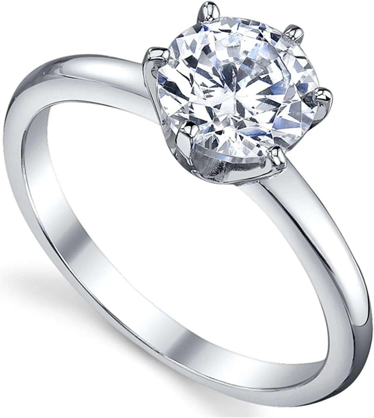 1.25 Carat Round Brilliant Cubic Zirconia CZ Sterling Silver 925 Wedding Engagement Ring Size 4 to 11