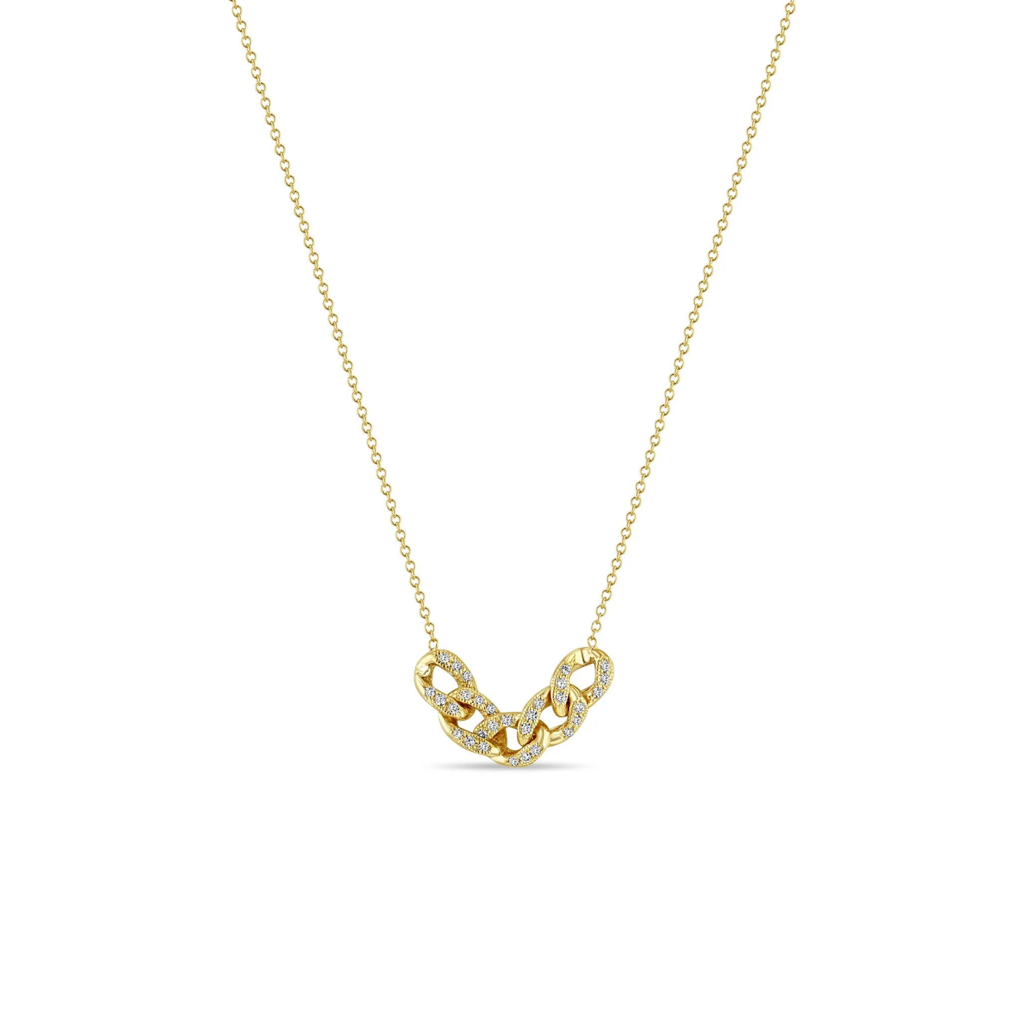 14k 5 Pavé Diamond Large Curb Link Necklace