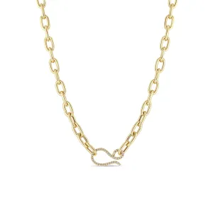 14k Extra Large Square Oval Chain with Diamond Hook Closure