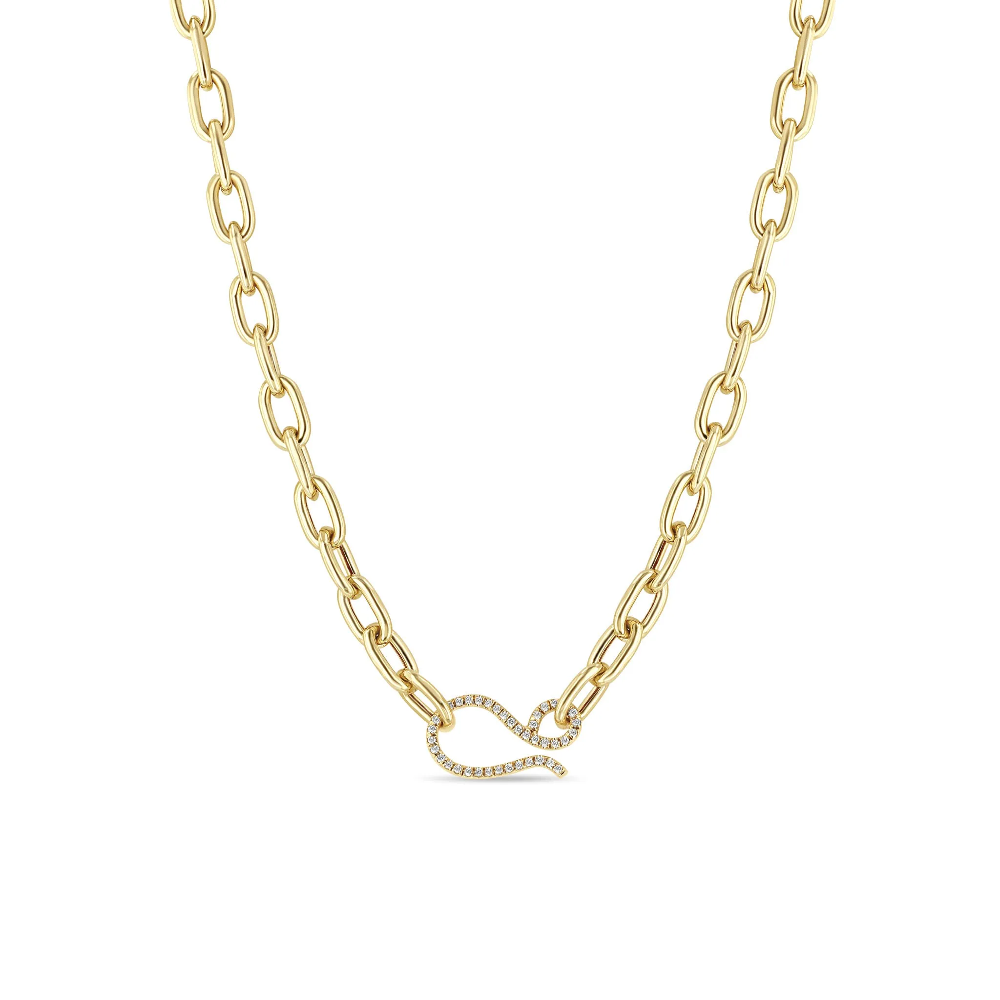 14k Extra Large Square Oval Chain with Diamond Hook Closure