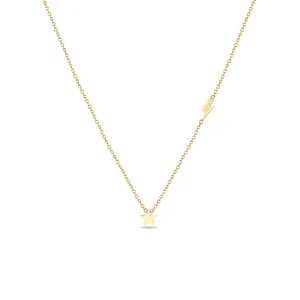 14k Itty Bitty Star Necklace with Off-Set Lightning Bolt