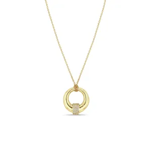 14k Small Pavé Diamond Door Knocker Pendant Necklace