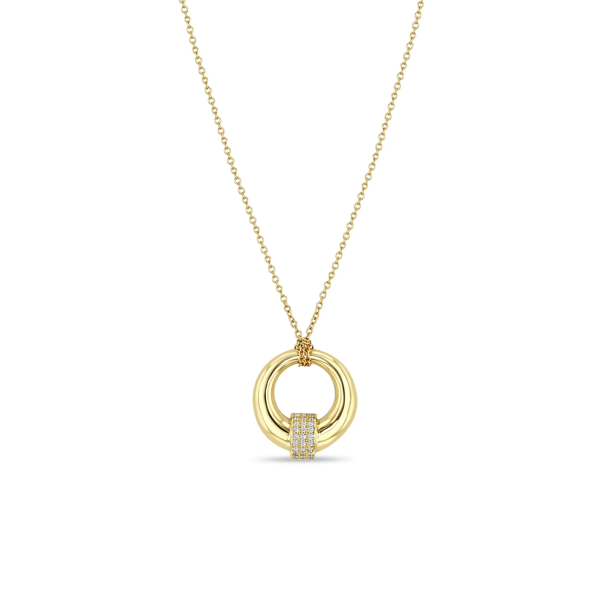 14k Small Pavé Diamond Door Knocker Pendant Necklace