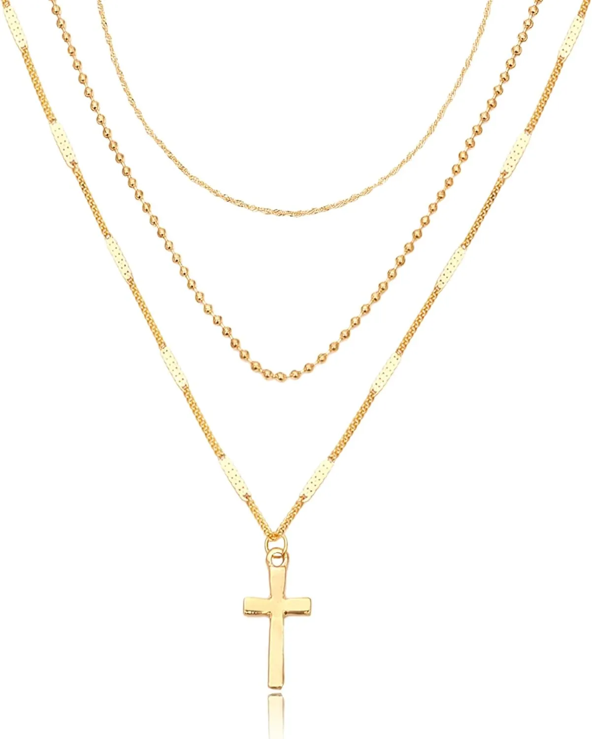 18K Gold Plated Cross Necklace Cross Layered Necklaces Layered Gold Cross Pendant Necklace Women Gold Jewelry for Women