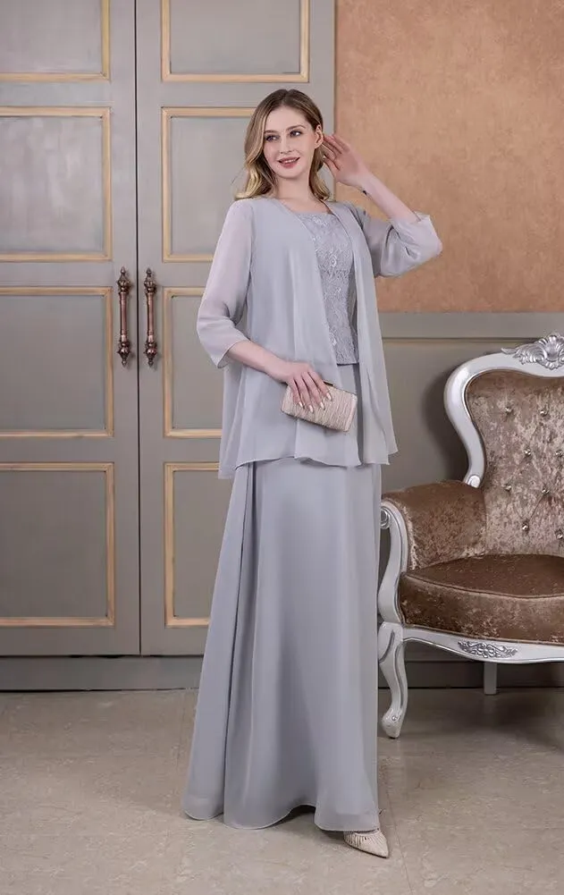 2 Pieces Mother of The Bride Dresses with Jacket Long Formal Evening Gowns for Women Mother of The Groom Dress