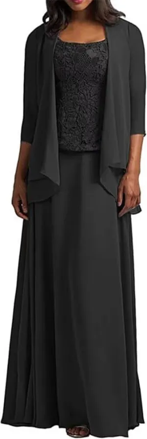 2 Pieces Mother of The Bride Dresses with Jacket Long Formal Evening Gowns for Women Mother of The Groom Dress