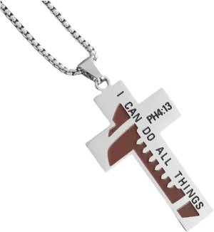 24in Titanium Steel Cross Necklace for Men, Sport Style Baseball Necklaces for Adults