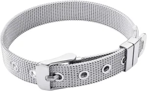 555Jewelry Stainless Steel Adjustable Belt Buckle Mesh Bangle Bracelet for Women