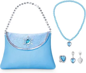 5PCS Princess Costume Accessories Set - with Princess Dress Up Handbag, Necklaces, Rings, Earrings