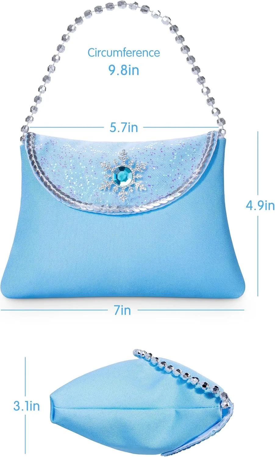 5PCS Princess Costume Accessories Set - with Princess Dress Up Handbag, Necklaces, Rings, Earrings
