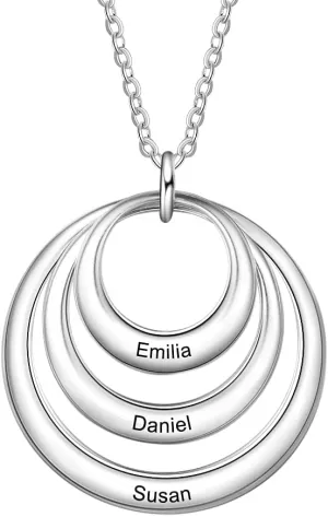 925 Necklace for Women Multi Circles Necklaces Custom 3 Name Necklace fine Jewelry