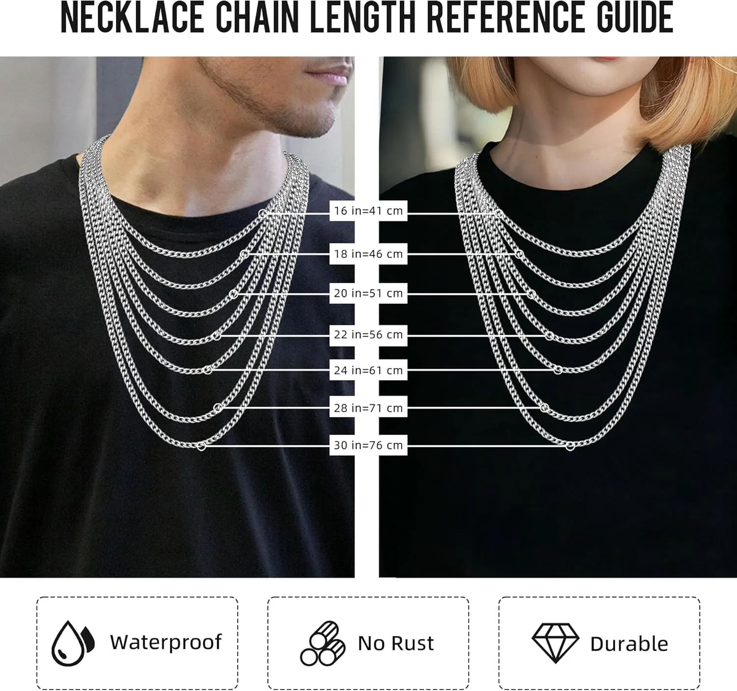 925 Sterling Silver Layered Cross Necklace for Men 18K White Gold Plated Pendant Necklace Stainless Steel Cuban Link Twist Chain Jewelry Gifts Cross Chain Necklace for Men 18-26 inches