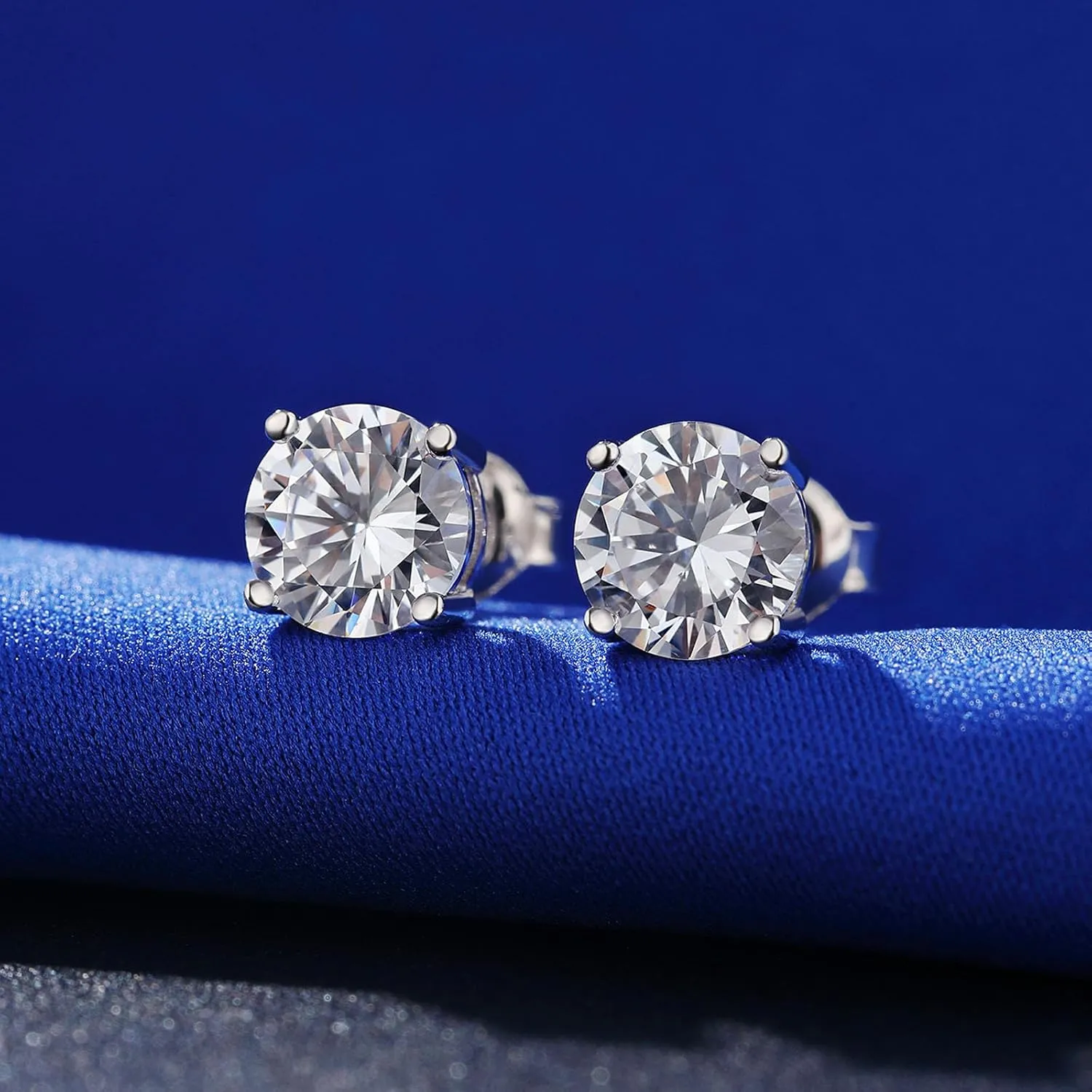 925 Sterling Silver Stud Earrings For Women Men Brilliant Round Cut & Princess Cut 5A Cubic Zirconia Stud Earrings, Hypoallergenic Comfort Silver Pin Stud Earrings Nickel Free Fine Jewelry (Gift Box)
