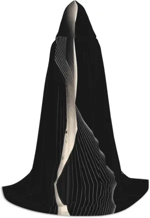 Abstract curves Teen Hooded Cloak Cape for Cosplay, Festivals and Costume Parties, Long, Comfortable