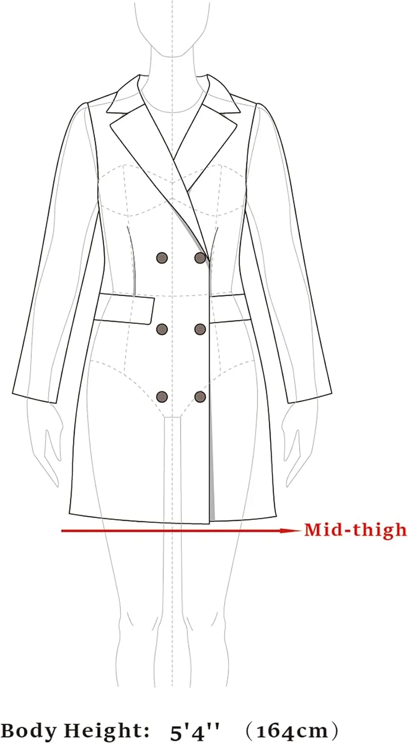 Allegra K Women's 2024 Double Breasted Pea Coat Buffalo Checks Notched Lapel Winter Plaid Coats