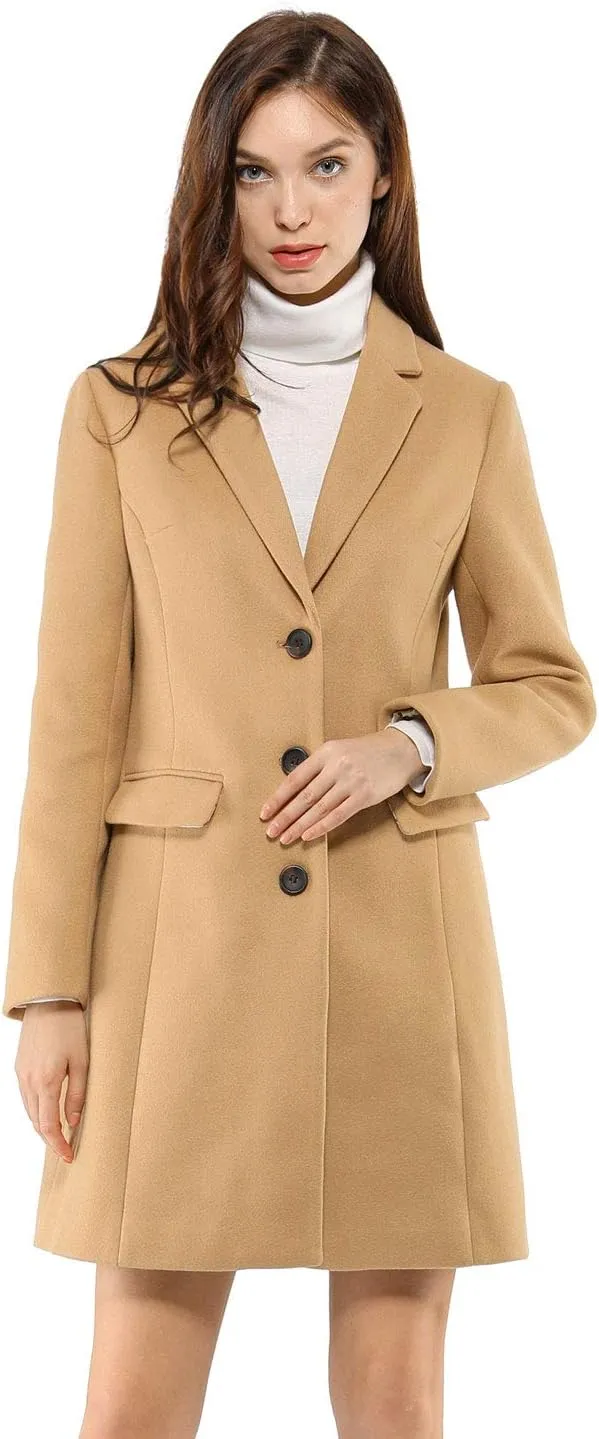 Allegra K Women's 2024 Pea Coat Single Breasted Long Winter Coats for Women