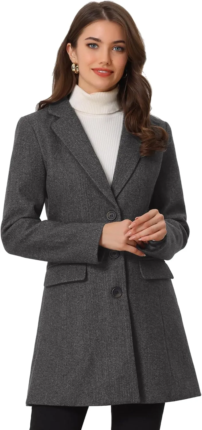 Allegra K Women's 2024 Pea Coat Single Breasted Long Winter Coats for Women
