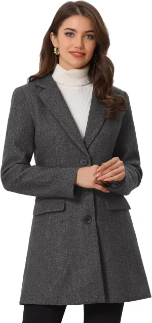 Allegra K Women's 2024 Pea Coat Single Breasted Long Winter Coats for Women