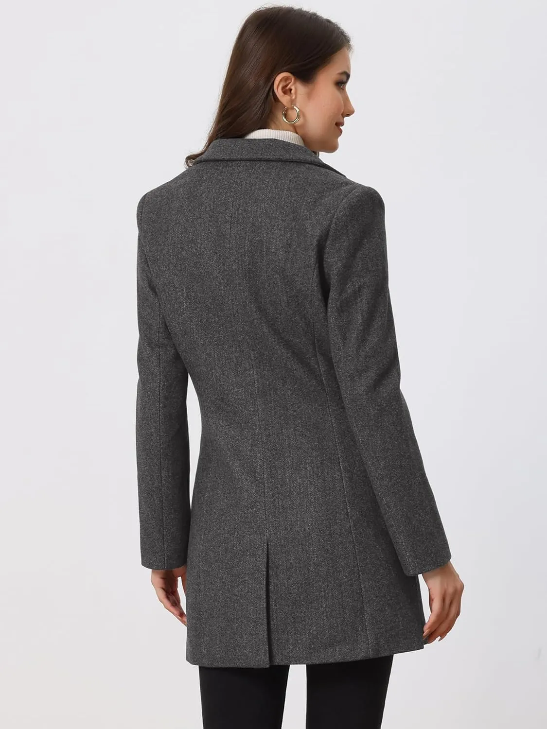 Allegra K Women's 2024 Pea Coat Single Breasted Long Winter Coats for Women