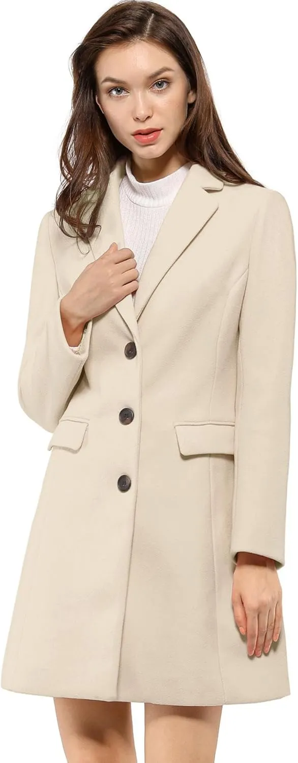 Allegra K Women's 2024 Pea Coat Single Breasted Long Winter Coats for Women