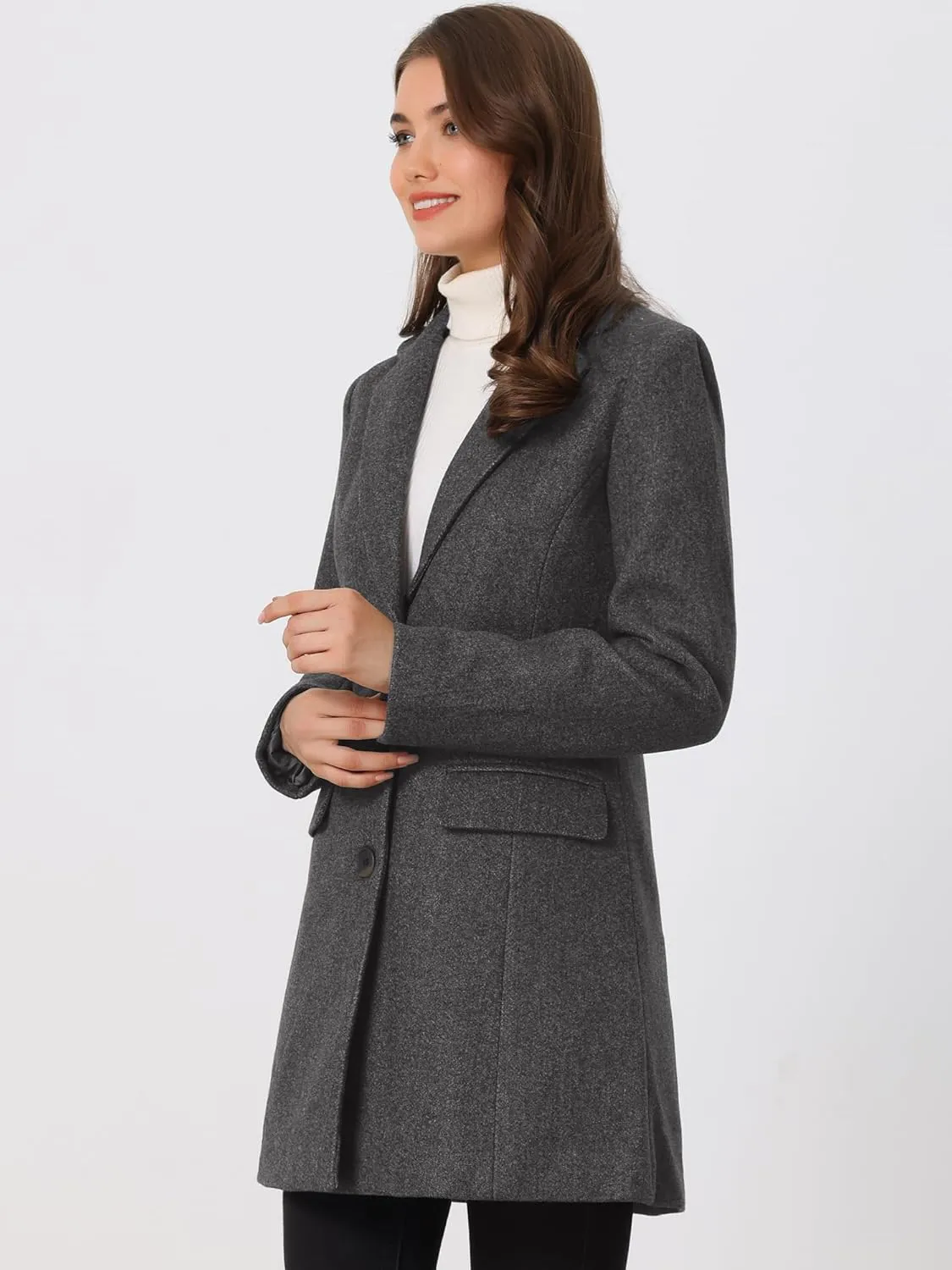 Allegra K Women's 2024 Pea Coat Single Breasted Long Winter Coats for Women