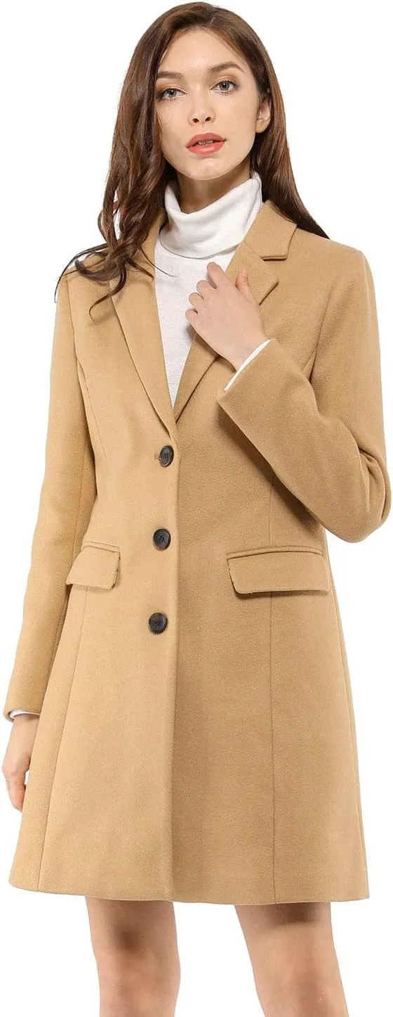 Allegra K Women's 2024 Pea Coat Single Breasted Long Winter Coats for Women