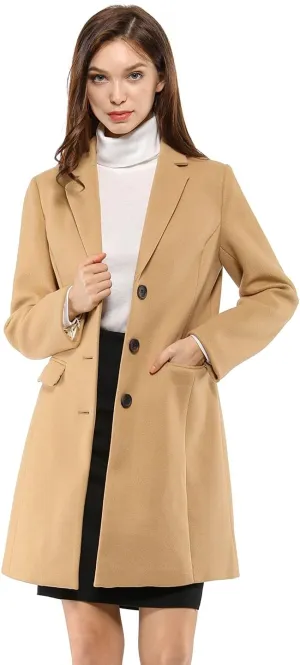 Allegra K Women's 2024 Pea Coat Single Breasted Long Winter Coats for Women