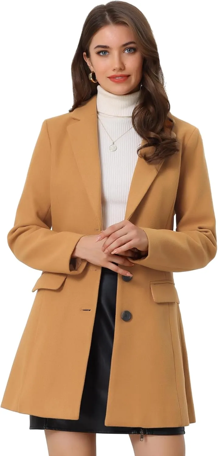 Allegra K Women's 2024 Pea Coat Single Breasted Long Winter Coats for Women