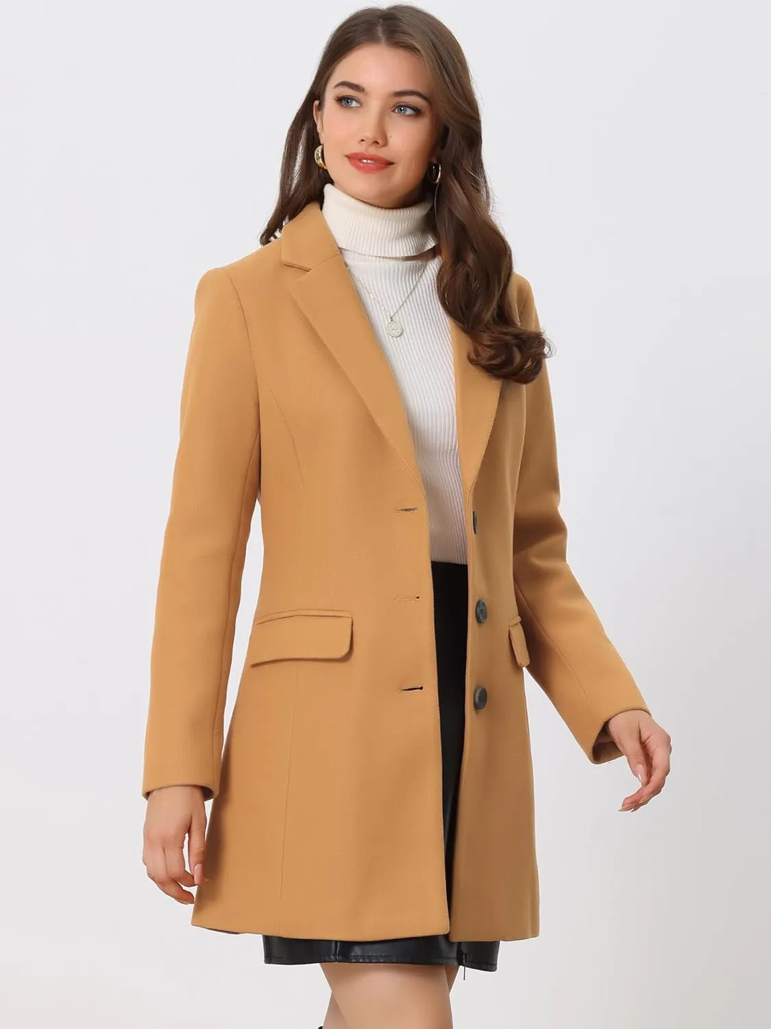 Allegra K Women's 2024 Pea Coat Single Breasted Long Winter Coats for Women