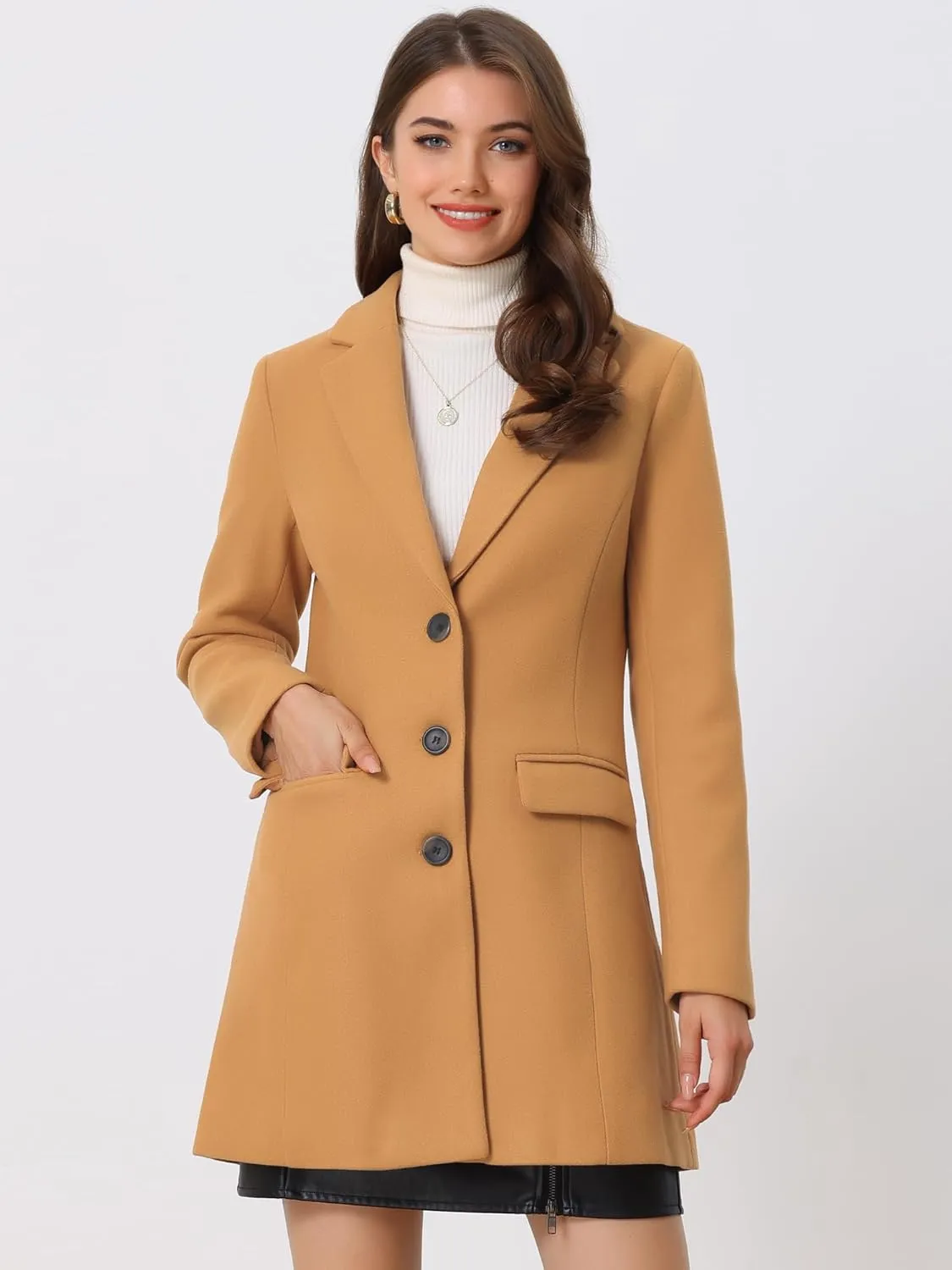 Allegra K Women's 2024 Pea Coat Single Breasted Long Winter Coats for Women