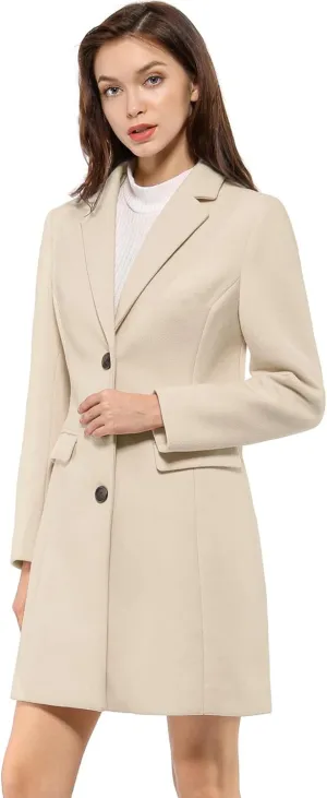 Allegra K Women's 2024 Pea Coat Single Breasted Long Winter Coats for Women