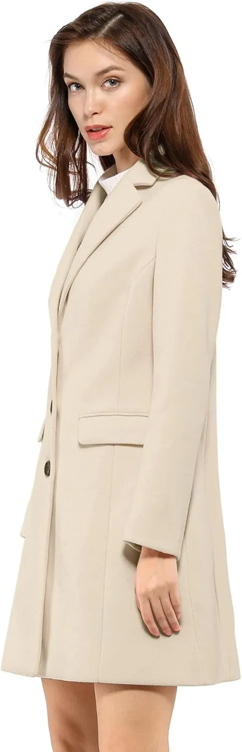 Allegra K Women's 2024 Pea Coat Single Breasted Long Winter Coats for Women