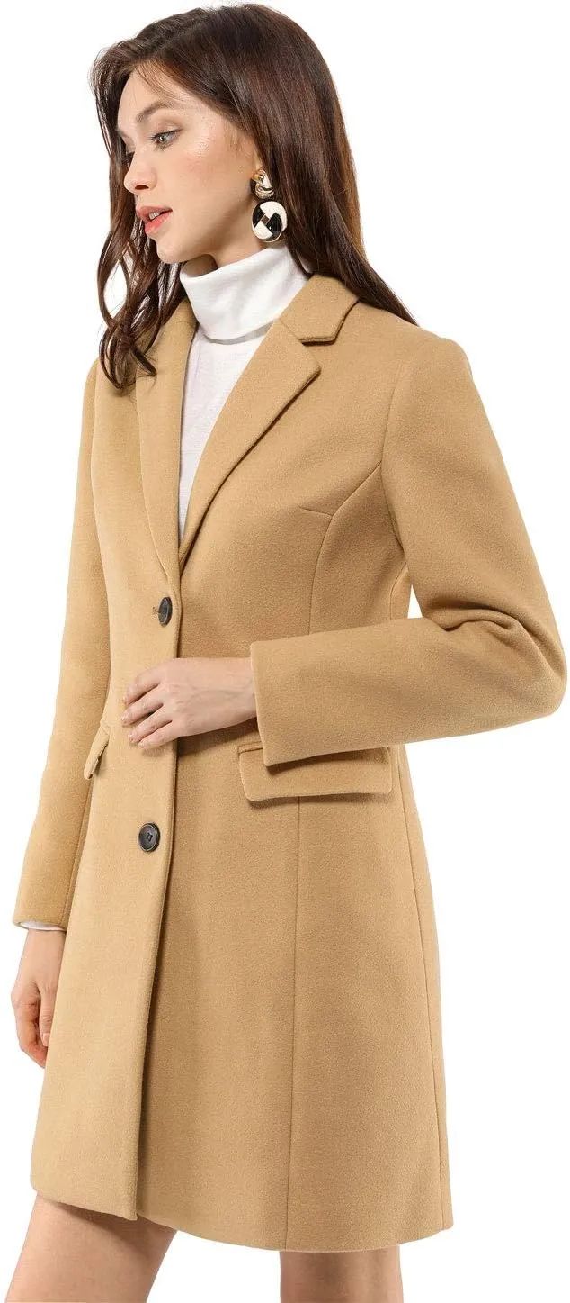 Allegra K Women's 2024 Pea Coat Single Breasted Long Winter Coats for Women