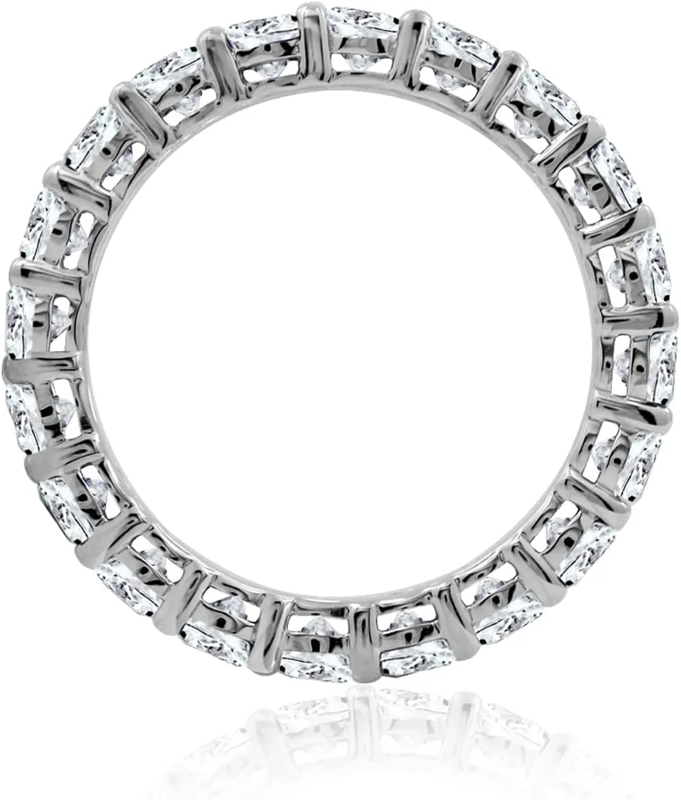 Amazon Essentials Platinum or Gold Plated Sterling Silver All-Around Band Ring set with Round Infinite Elements Cubic Zirconia (previously Amazon Collection)