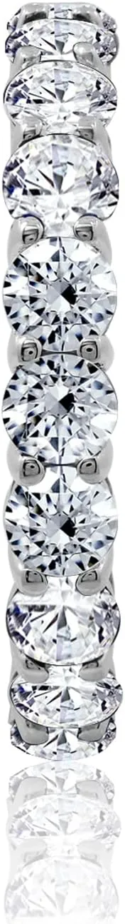 Amazon Essentials Platinum or Gold Plated Sterling Silver All-Around Band Ring set with Round Infinite Elements Cubic Zirconia (previously Amazon Collection)