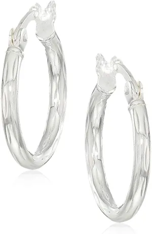 Amazon Essentials Sterling Silver DC Click Top Hoop Earrings , (previously Amazon Collection)