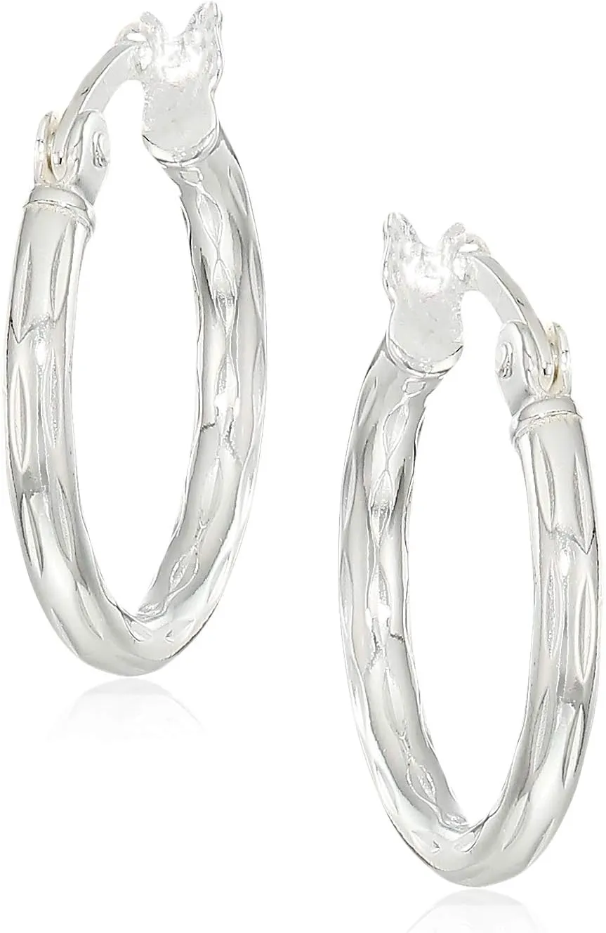 Amazon Essentials Sterling Silver DC Click Top Hoop Earrings , (previously Amazon Collection)