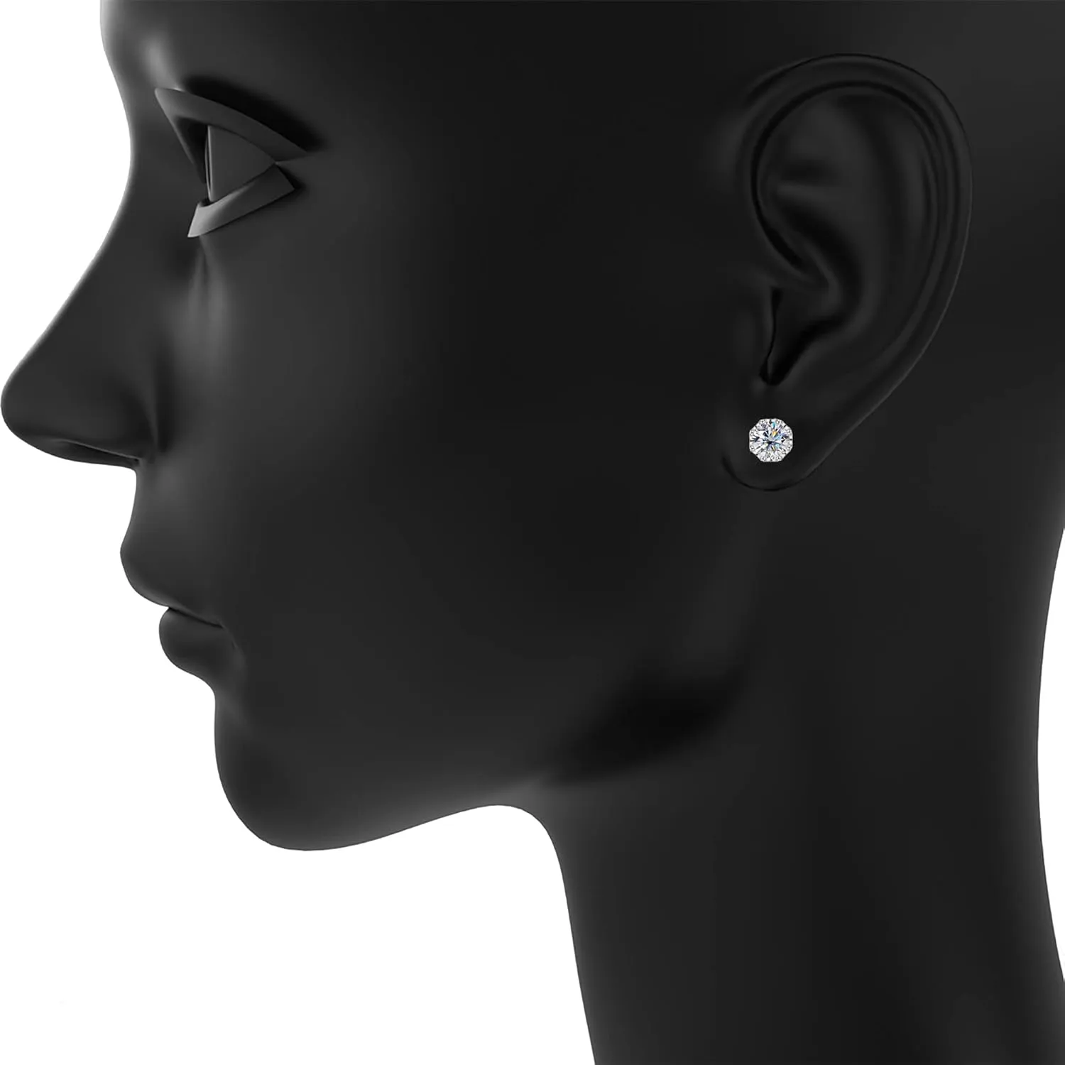 AMORAMOR & FOREVER 18K White Gold Plated Brilliant Cut Cubic Zirconia Stud Earrings For Women Men 8 Prong 8 Zirconia Sterling Silver Post Hypoallergenic CZ Stud Earrings