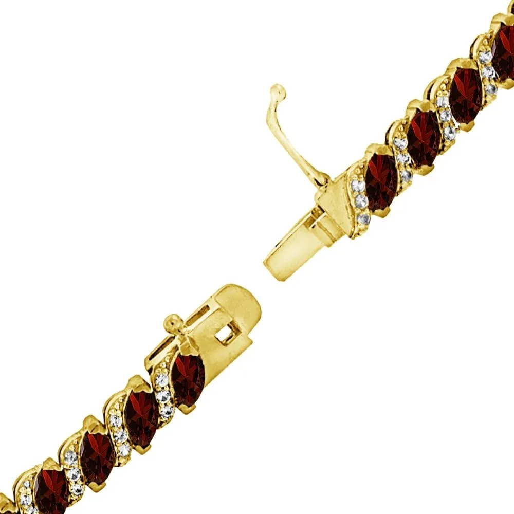 B. BRILLIANT Bracelet for Women, Birthstone Bracelet, Marquise Cut Genuine or Synthetic Gemstone Bracelet, Tennis Bracelet, Sterling Silver Bracelets or Gold Flash Silver Bracelet with Gift Box