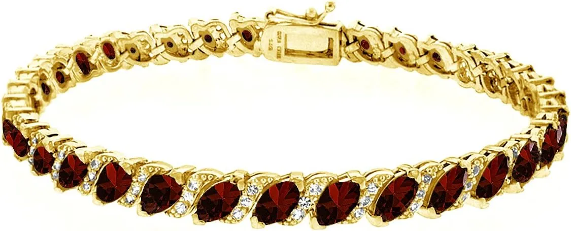 B. BRILLIANT Bracelet for Women, Birthstone Bracelet, Marquise Cut Genuine or Synthetic Gemstone Bracelet, Tennis Bracelet, Sterling Silver Bracelets or Gold Flash Silver Bracelet with Gift Box
