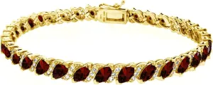B. BRILLIANT Bracelet for Women, Birthstone Bracelet, Marquise Cut Genuine or Synthetic Gemstone Bracelet, Tennis Bracelet, Sterling Silver Bracelets or Gold Flash Silver Bracelet with Gift Box
