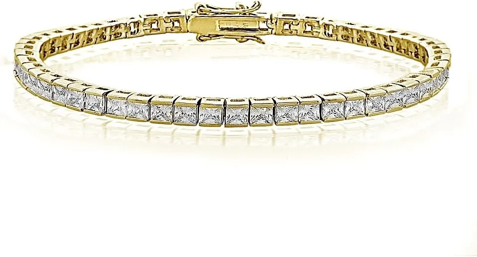 B. BRILLIANT Cubic Zirconia Princess-Cut Channel-Set Fashion CZ Tennis Bracelet for Women