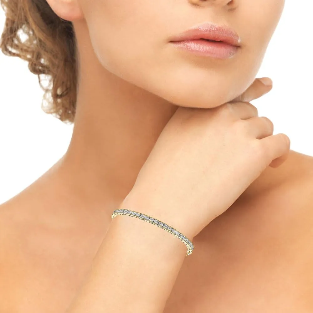 B. BRILLIANT Cubic Zirconia Princess-Cut Channel-Set Fashion CZ Tennis Bracelet for Women