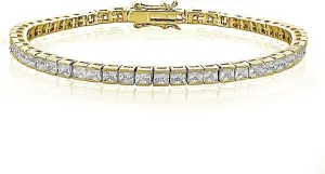 B. BRILLIANT Cubic Zirconia Princess-Cut Channel-Set Fashion CZ Tennis Bracelet for Women