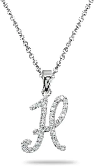 B. BRILLIANT Sterling Silver Cubic Zirconia Alphabet Letter Name Personalized Pendant CZ Initial Necklace for Women