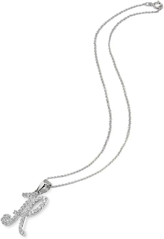 B. BRILLIANT Sterling Silver Cubic Zirconia Alphabet Letter Name Personalized Pendant CZ Initial Necklace for Women