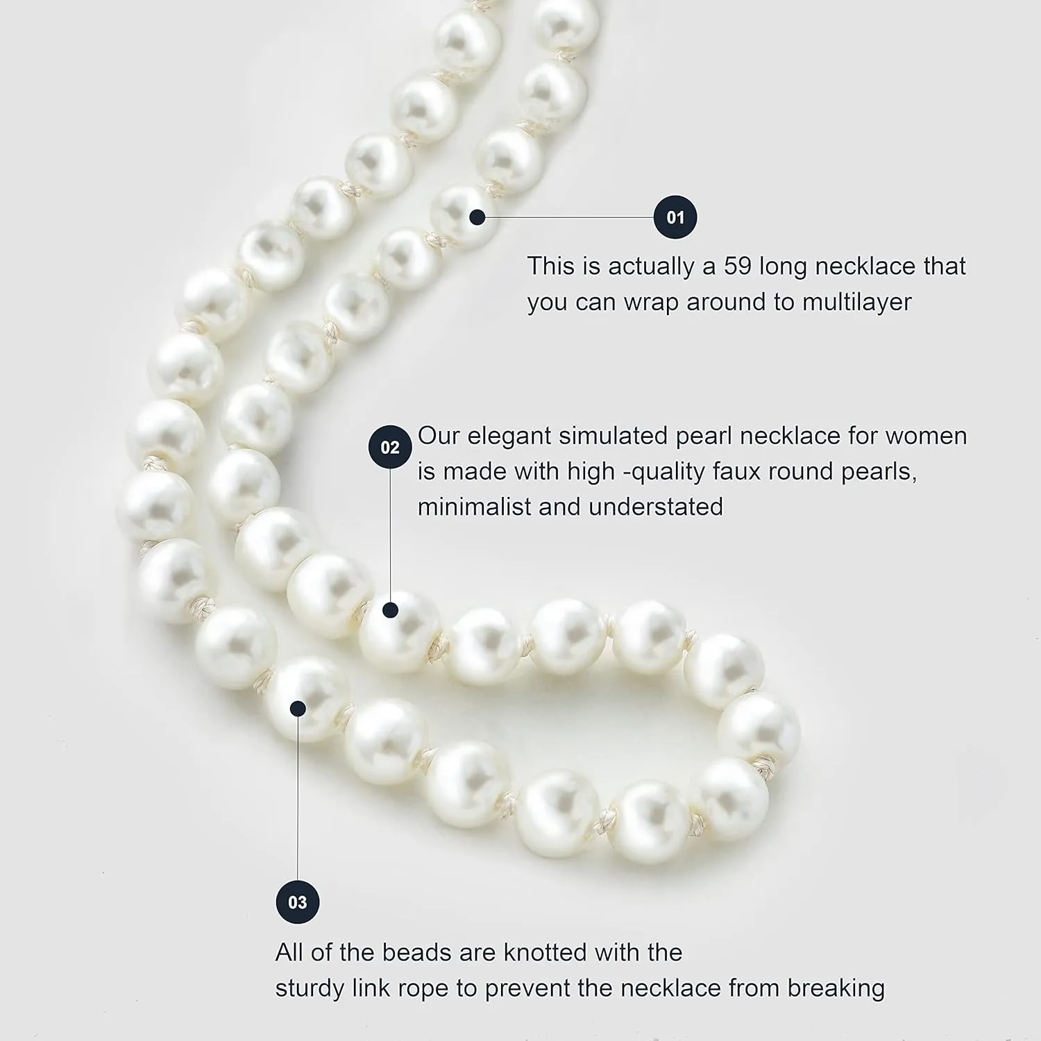 BABEYOND Long Pearl Necklace Faux Pearls Necklace Set Beaded Long Pearls Necklace 1920s Gatsby Costume Jewelry